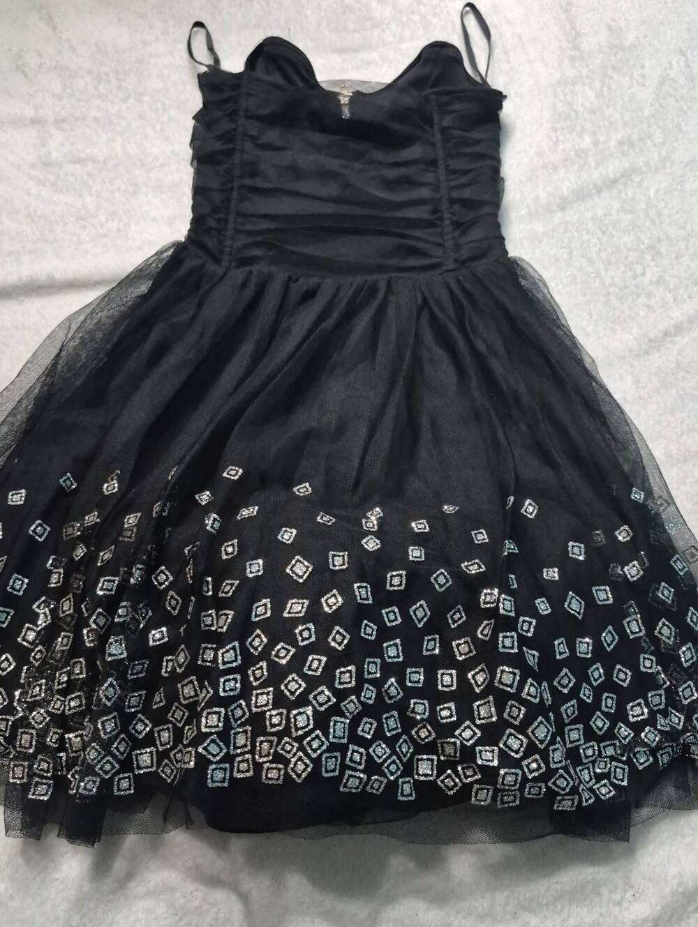 Blondie Nites Junior 1 Black Tulle Party Dress with Silver Embellishments